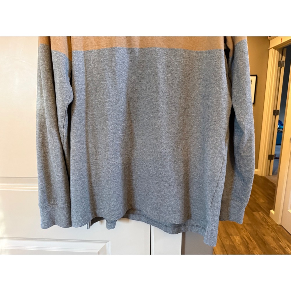 Vintage Men's‎ Lands' End Gray and Tan 100% Cotton Large Tall (LT) Rugby Shirt - Picture 4 of 8